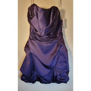 David's Bridal Strapless Bridesmaid Dress Portobello Tulle ruffles Empire Size 8